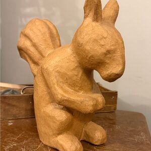 Rustic paper mache Squirrel Figurine